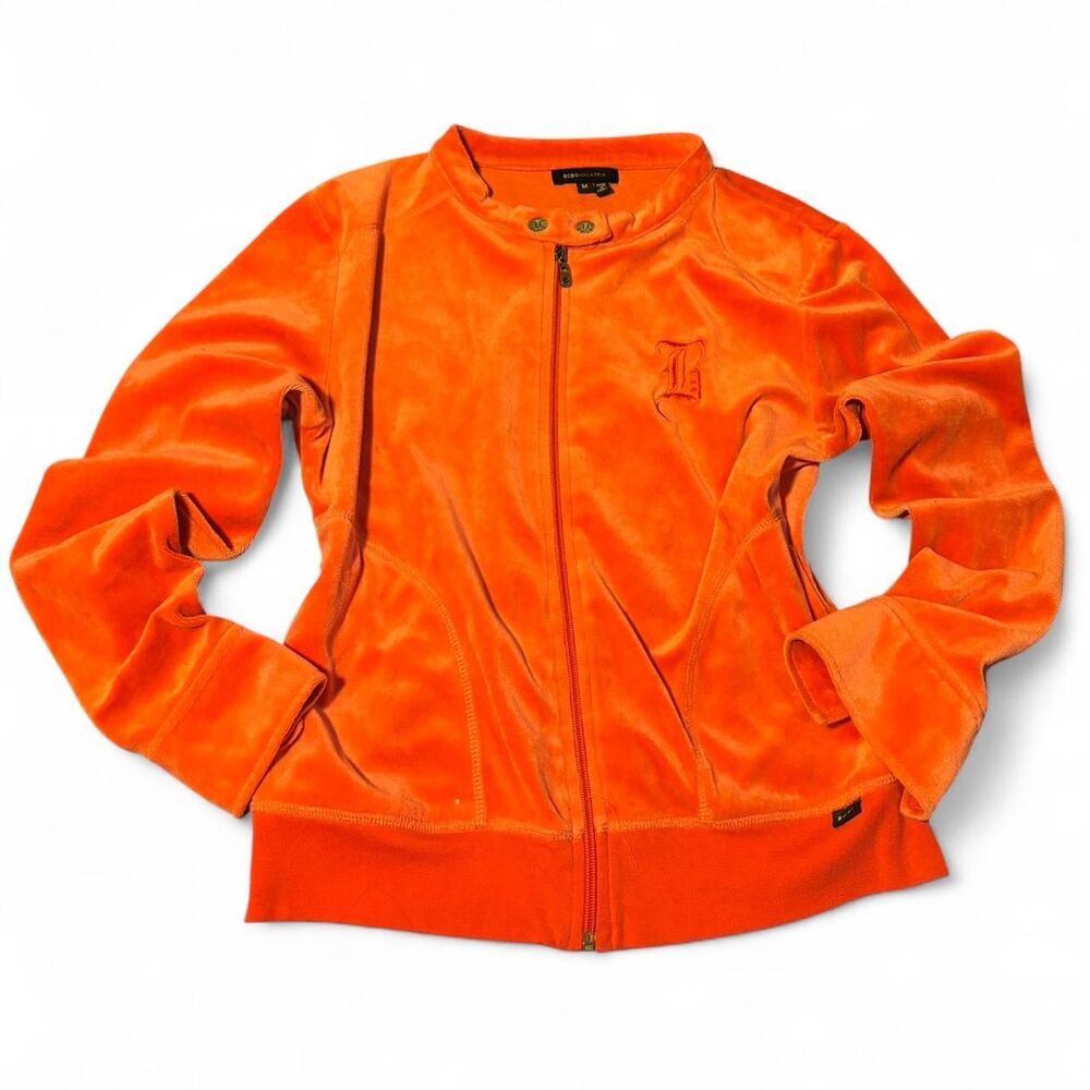 Y2K BCBG Orange Velour Zip Up jacket